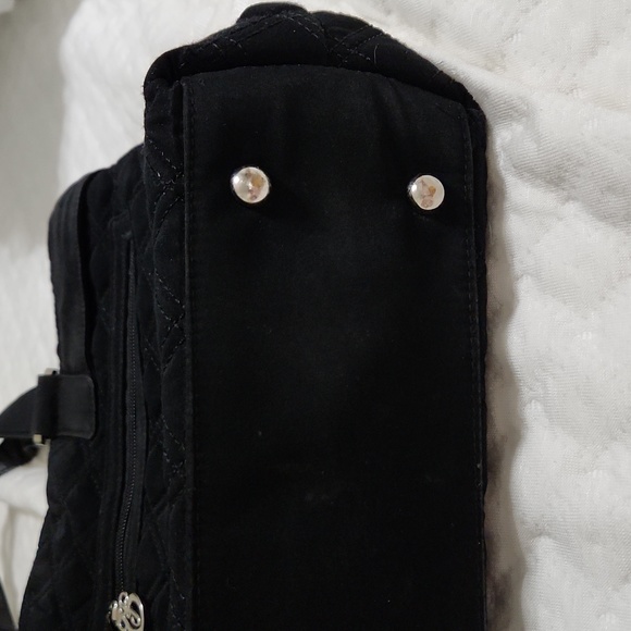 Vera Bradley Solid Quilted Handbag Purse Solid black with silver logo hardware. - Picture 6 of 14